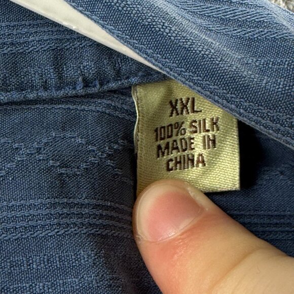 Tommy Bahama Striped Loop Short Sleeve 2XL Camp Silk Blue Beach Casual Men Shirt - Picture 10 of 11